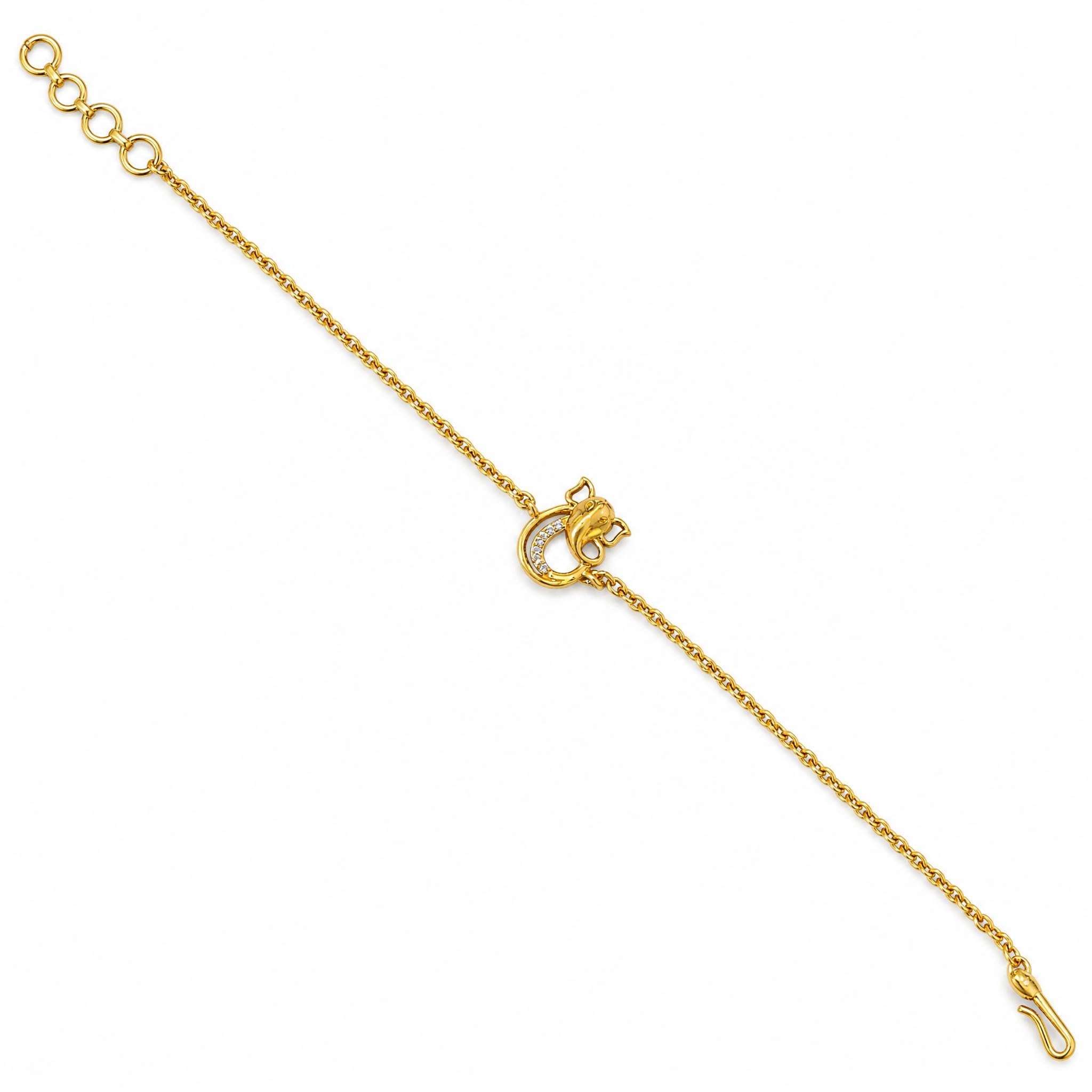 lord ganesha rakhi bracelet for men & boys (19cm) | gold plated adjustable rakhi cum bracelet with high quality cz | hypoallergenic raksha bandhan gift (h0002a)