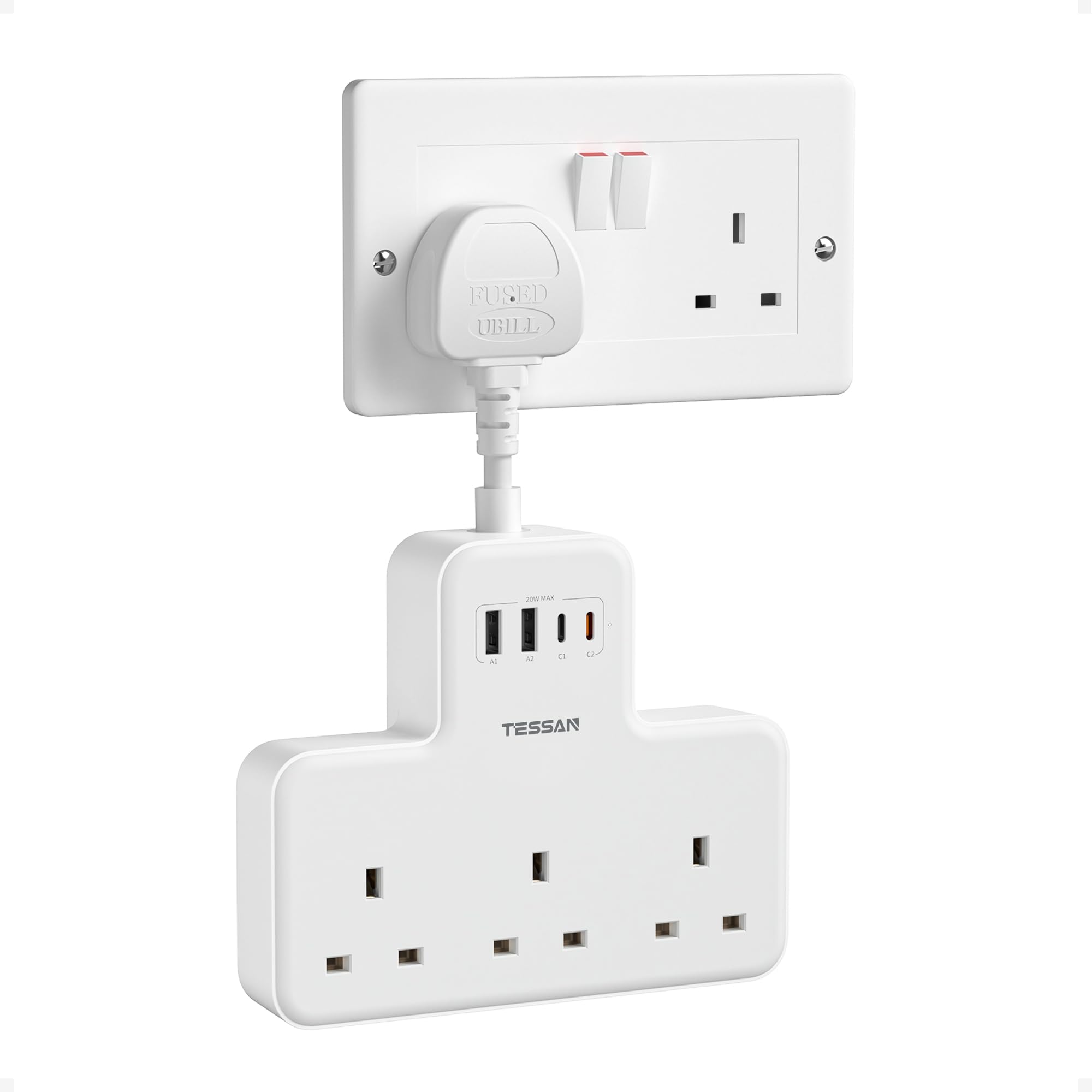 UK 3 Way Power Extension Lead with 3 USB Ports 13A for Home Office Kitchen-image-41