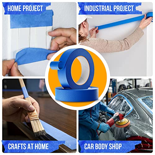 Tape Titan Blue Painters Tape, 10 Bulk Pack Scotch Masking Tape 1 Inch X 55 Yards | Pro Packing Tape For Art, Office & Wall Painting Supplies | Removable Tape With Premium Adhesion On Multi-Surface #TOP6