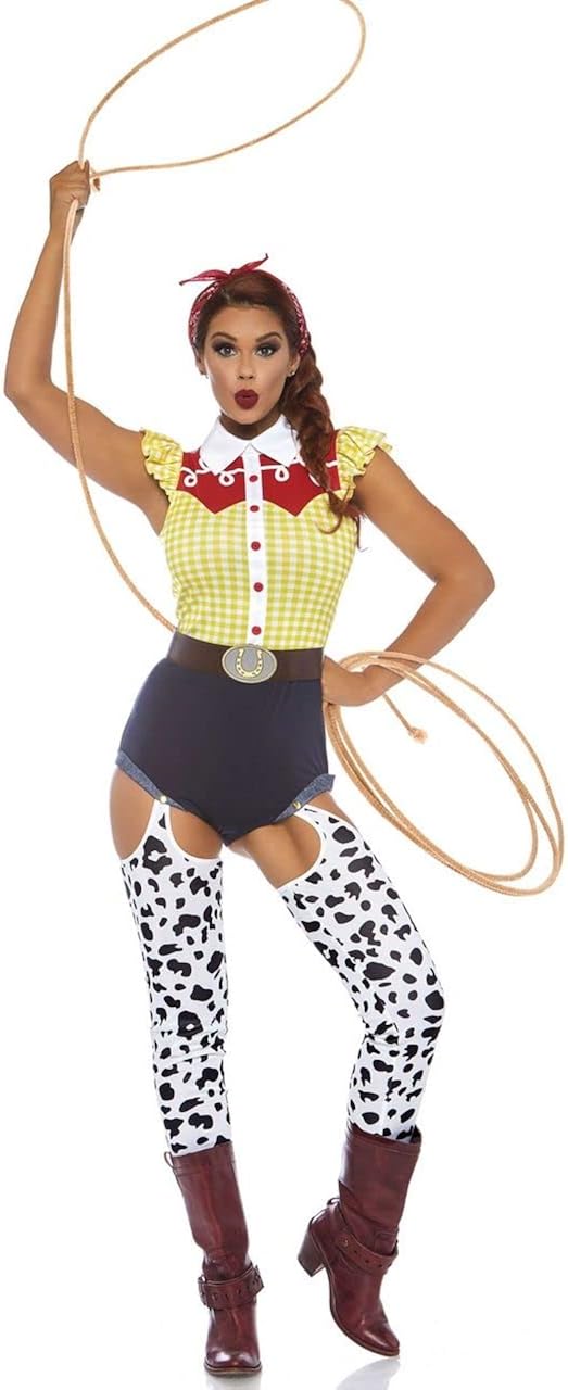 Miniatura 4 de Leg Avenue Disfraz de vaquera sexy para mujer, Multi Color