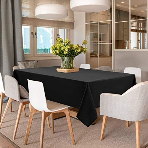 DWCN Rectangle Tablecloth - 54 x 80 Inch - Black Washable Polyester ...