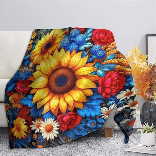 Couverture d'art flanelle 3D tournesol un textile décoratif d'exception - 7