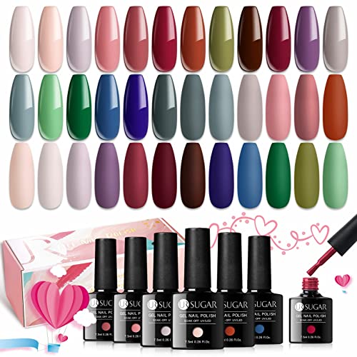 UR SUGAR 7,5ML Pintauñas Semipermanentes Esmalte Semipermanente Hojas Caídas Caramelo Arce Otoño Pantone Matte Glossy Top Coat & Base Gel 18+3PCS Uñas Semipermanentes Kit Completo Cover