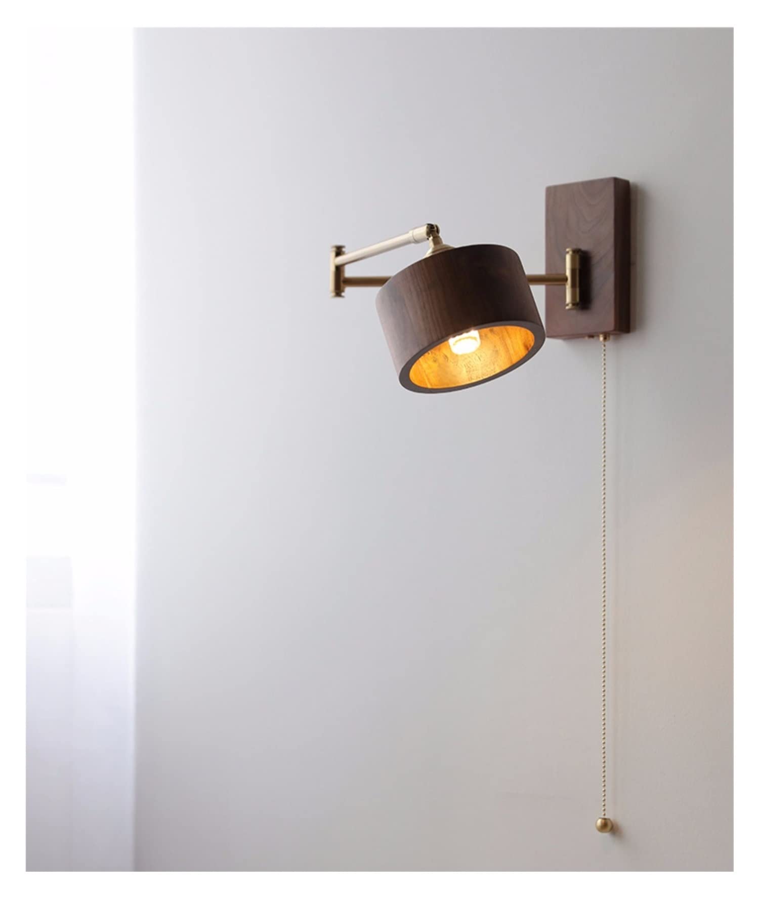 KBUUKYYXouy Rotating Wooden Wall Sconces for Bedside & Stairwell - Long Swing Arm with Switch - Rustic Log Base - Left & Right Adjustable Lighting Fixture,Log Base a(Walnut a)