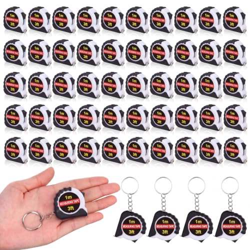 Kanayu 50 Pcs Pcs Mini Measuring Tape with Keychain, 3 ft, White