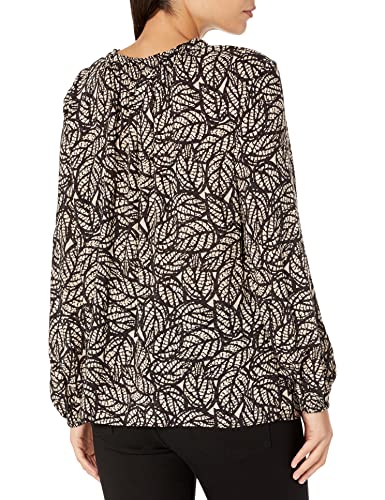 Nic+Zoe Womens Lacy Leaves Top Blouse, Black Multi, Large Us #TOP3