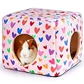 Hedgeink Guinea Pig Hideout Rabbit Bed Cubic Guinea Pig House Accessories Machine Washable Rabbit House Hideaway Hamster Bed for Bunny Chinchilla Ferret Small Pets