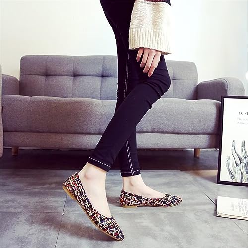 Women Retro Slip-On Ballet Shoes Soft Solid Classic Pointed Toe Flats Black 43 #TOP6