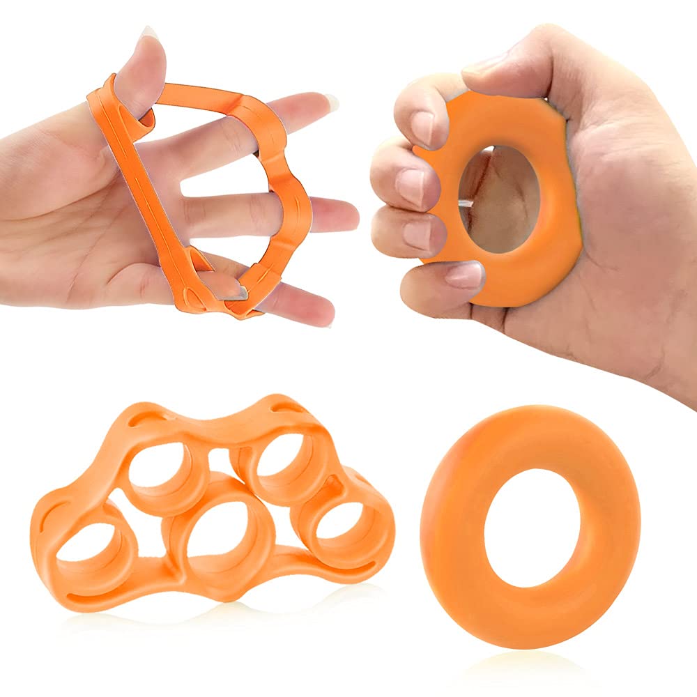 Hand Finger Exerciser-Finger Stretcher Set Grip Training Device-Forearm Exerciser and Strengthener-Relieve Wrist and Thumb Pain, Strengthen Joint Carpal Tunnel Exercises (1set, Orange)