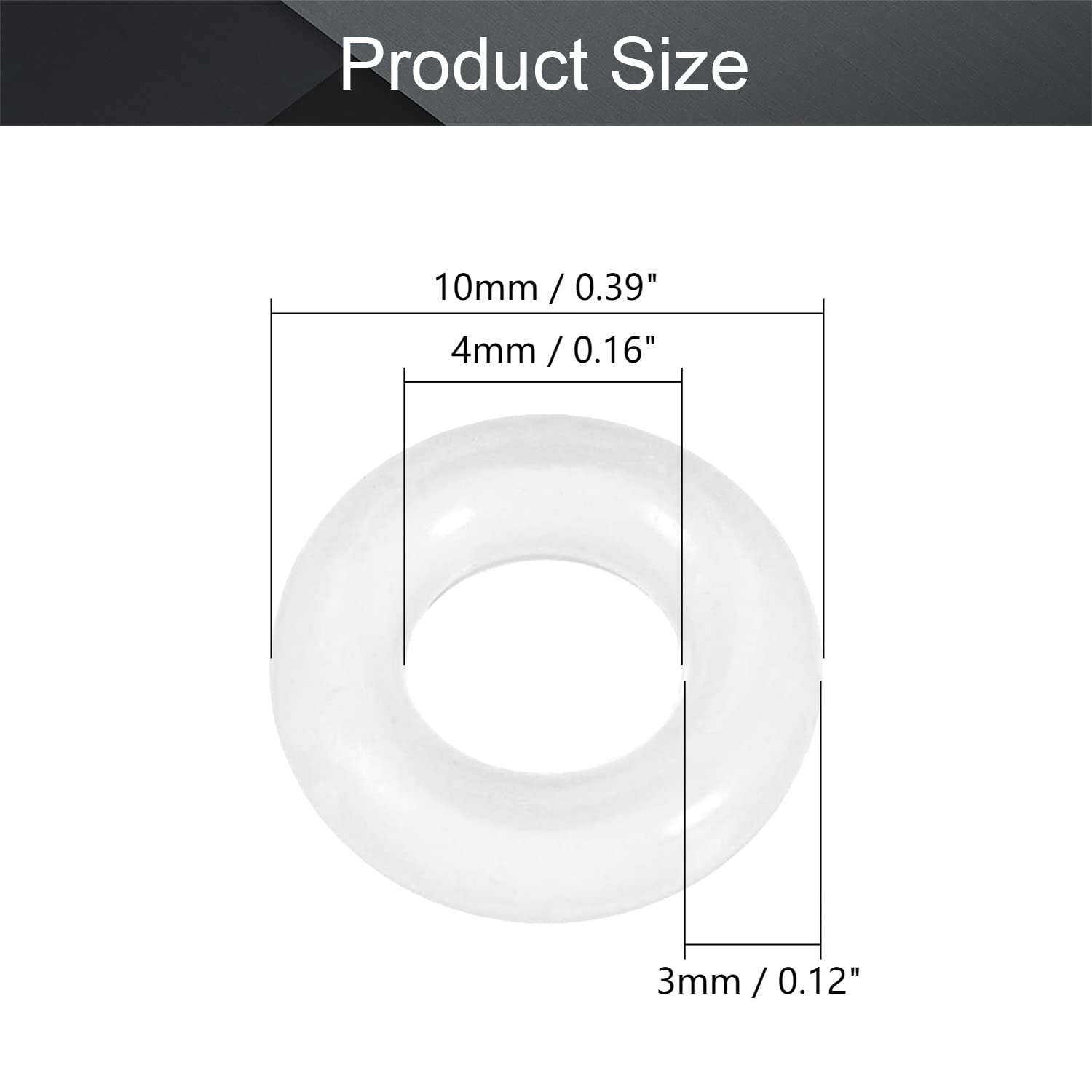 10 O-Ring In Gel Di Silice - Diametro Interno 10mm, Esterno 2mm Per Tenuta Meccanica