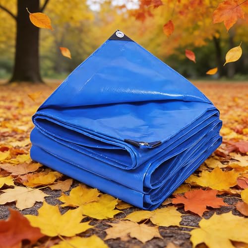 Lona de protección impermeable 190x440 cm azul con ojales metálicos para exterior 2