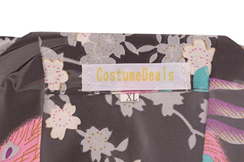 Women's Satin Floral Nightgown Loungewear Nightdress Camisole Robe 2PC Sleepwear Set, Black XXLarge