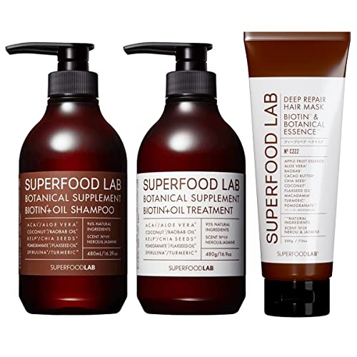 SUPERFOOD LAB スーパーフードラボ 自然由来成分95% スカルプ オイル しっとり シャンプー トリートメント ヘアマスク 3点 セット ノンシリコン ノンパラベン ビオチン配合 無添加 メンズ スカルプ 頭皮ケア いい匂い アロマ 男性 女性 メンズ ウィメンズ