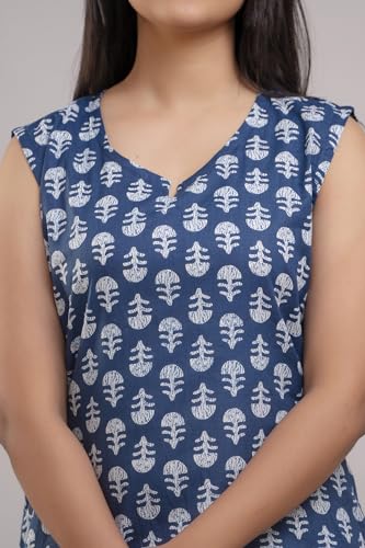 Image of Women's Cotton Printed Night Suit Set of Top & Shorts Sleeveless Women's Lounge Wear Set