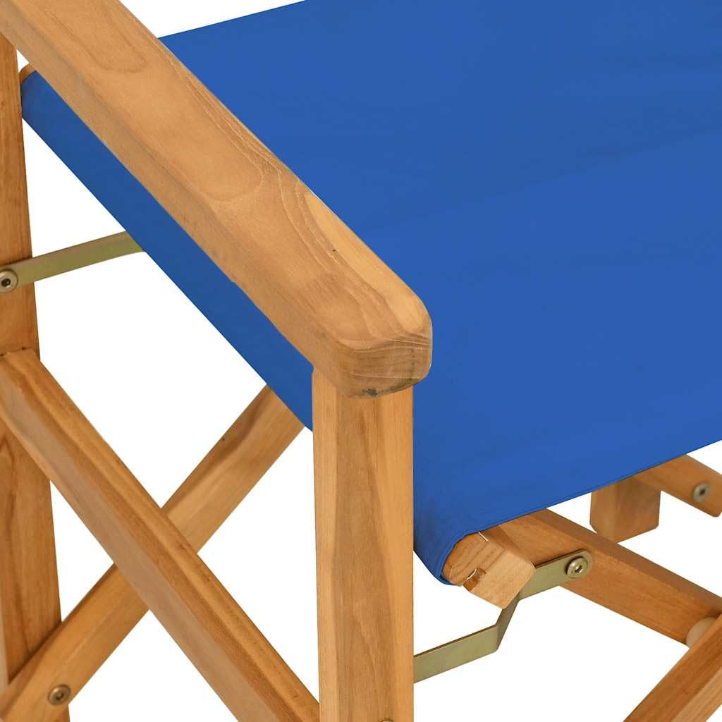 Solivagant Sedia da Regista Pieghevole Blu in Legno Massello di Teak,Blu,7.8kg