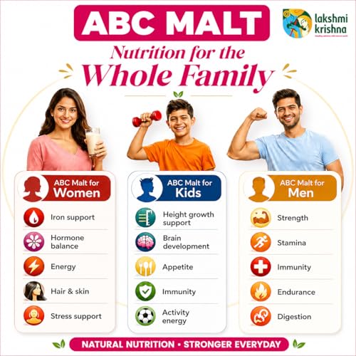 Image of Lakshmi Krishna ABC Malt Health Drink Powder - Apple, Beetroot & Carrot Blend | Immunity Booster & Natural Energy | Antioxidant-Rich Daily Nutrition | 200 g