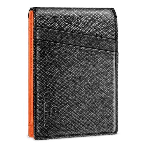 Slim Wallet for Men Bifold Black Wallet for Front Pocket Wallet RFID Wallet for Men With 2 ID Windows Father's Day Gift Gifts for Men