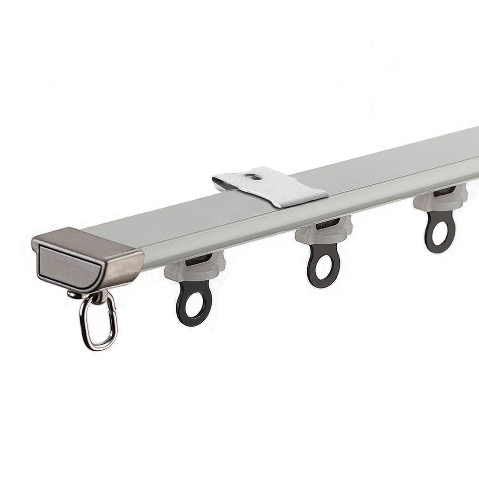 Rail Rideaux Plafond Aluminium, Montage Au Plafond Ou Au Mur, Système De Rail De Rideau, Design Fin, Pour Séparateur De Pièce(B-Ceiling Mount,2.4m(2 * 1.2m))