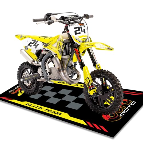 Motocross Pit Mat for Cobra Moto CX50 CX65 FWE CX3E CX5E Mini Bikes - 3 x 5 ft Garage Floor Mat for Dirt Bikes - Non-Slip Motorcycle Maintenance & Racing Paddock - M40 Race Size