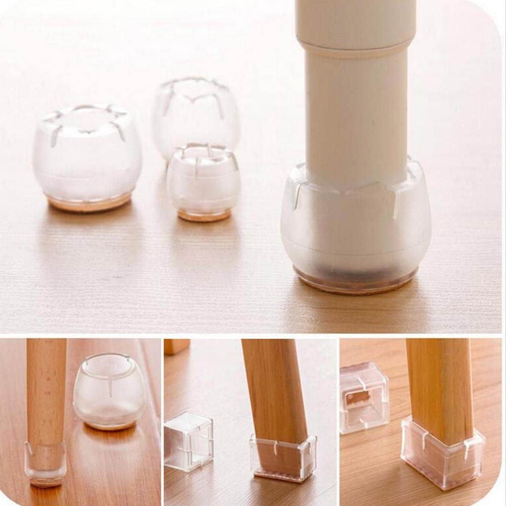 10 Pieces Clear Chair Leg Floor Protectors Furniture Pads Round Leg 17-21mm|Silicone Chair Leg Protectors (10 Pieces) – Anti-Scratch Furniture Cups with Felt Pads – Transparent Floor Guards