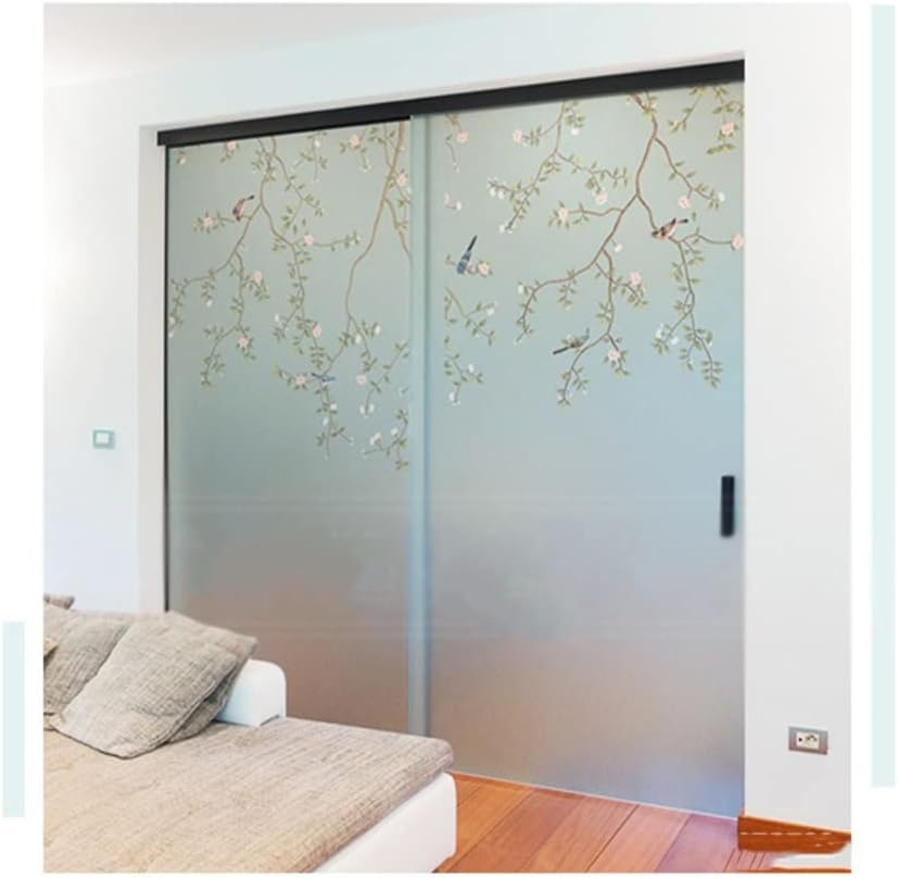 Window Privacy Film Window Film Window Privacy Film Chinese Flower and Bird Pattern Glue-Free Frosted Balcony Bathroom Window Decoration Window Paper Blackout Window Film Window Films(A,30 * 120 cm)