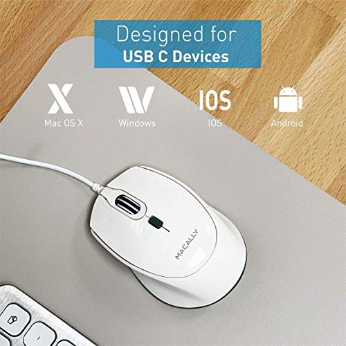 Macally USB C Wired Mouse and an Ultra Slim USB C Wired Keyboard, Simplistic Accessories for New MacBooks