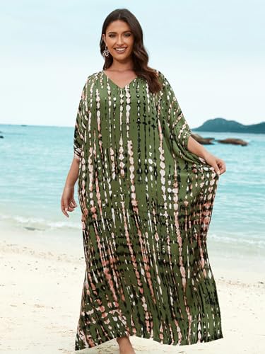 Image of Kaftan Dresses for Women Plus Size Bathing Suit Cover up Caftan Maxi Beach Dresses