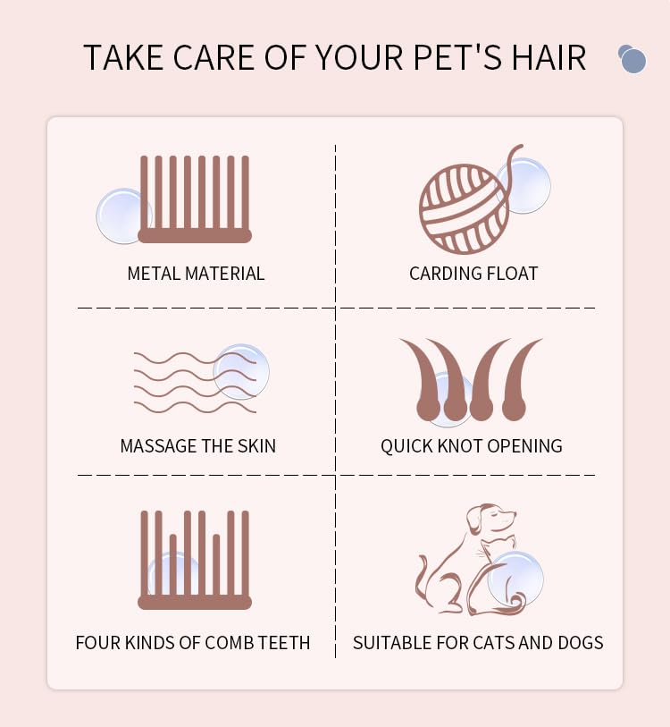 Image of Generic Cat and Dog Grooming Comb, Stainless Steel, Removes Hair and Fleas, Silver