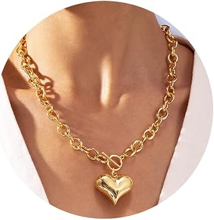 Chunky Chunky Gold Heart Necklace Women