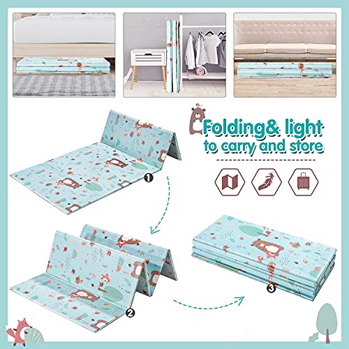 Gimars Xl 0.6 Inch Thickest Reversible Foldable Baby Play Mat, Waterproof Foam Floor Baby Crawling Mat, Portable Baby Playmat For Infants, Toddler, Kids, Indoor Outdoor Use #TOP4