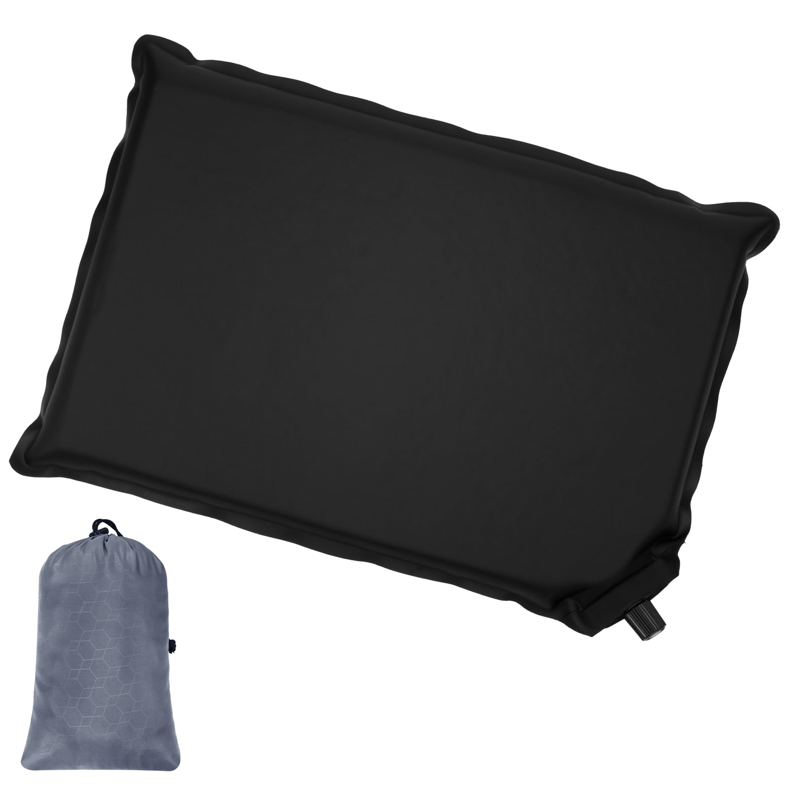 AUYAO Inflatable Seat Cushion Portable Travel Airplane Seat Cushion Self-Inflating Camping Air Sitting Pad Hiking Air Seat Chair with Carry Bag Lightweight Sit Mat Pad for Fishing Concert(Black)