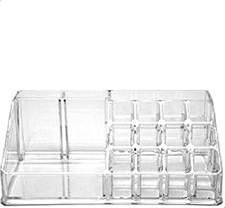صندوق اكريليك منظم لمستحضرات مزود بمرآة - شفاف