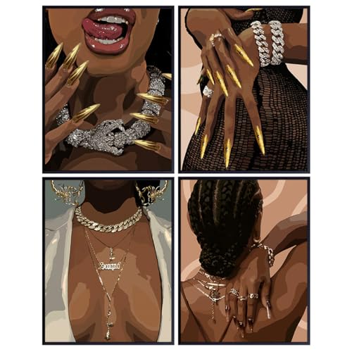 Black women African American Art - Melanin black Girl Magic Cool Wall Art- Home Decor Aesthetic Wall Collage - African Americans Black Art - Boho-chic Chic Trendy Wall Decor, African American Wall Art