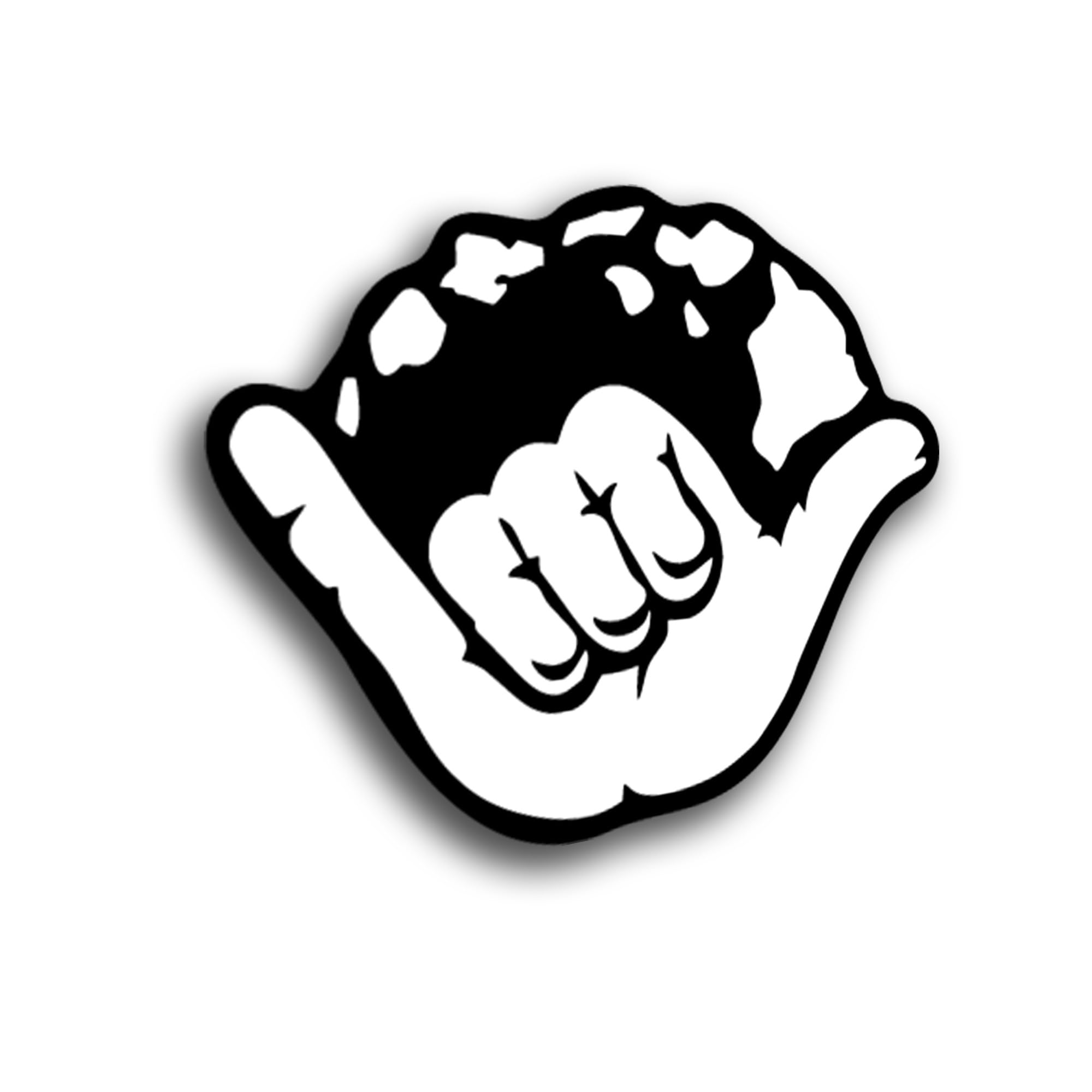Shaka Hand Hawaii Vinyl Decal Sticker – White Hand Symbol on Black Background – Surf Aloha Hang Loose Gesture – 5 Inch – KCD1512