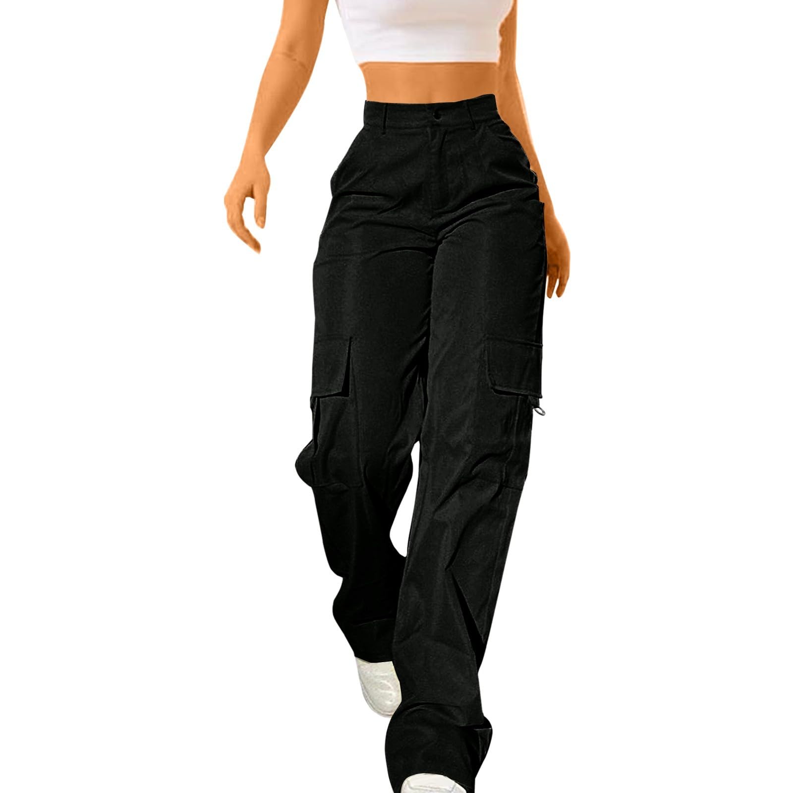 Cargo Pants for Women High Waisted Casual Pants Work Pants Baggy Stretchy Wide Leg Y2K Streetwear with Pockets