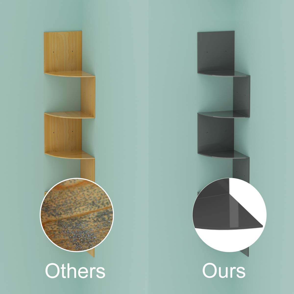 Buy HIIMIIE Acrylic Corner Wall Shelf Wall Storage Organizer 5 Tier Zig