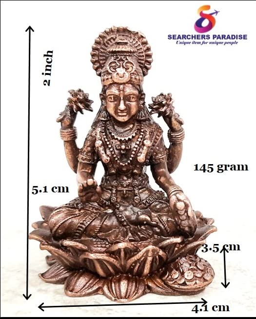 Image of Copper Idols India, 2 inches, Handmade Mahalakshmi Idol with, 145 Grams, Patina Antique Finish, Pack of 1 Piece