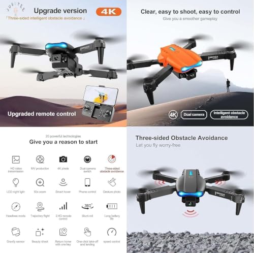 Image of Drone with Dual 4K Camera for Adults | WiFi FPV RC Quadcopter with Camera | Live Video, Altitude Hold, 360 Flip, Headless Mode, One Key Takeoff & Carry Case for Kids and Adults. B2
