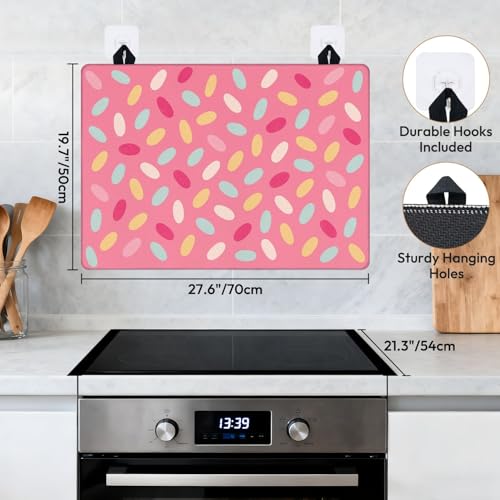 Stove Top Covers for Electric Stove Seamless Pink donut glaze ice cream top decorative sprinkles Glass Cooktop Burner Covers Heat Resistant Protector Kitchen Decor Keep Stove Clean 28''x20''