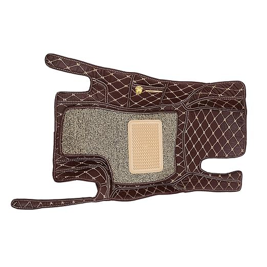 Image of Auto Ride 7D Luxury Car Mats for Mg Hector Plus (7 Seater)| Ultra-Premium PU Leather | Waterproof, Dustproof & Anti-Slip | Custom Fit All-Weather Floor Mats | Color : Coffee