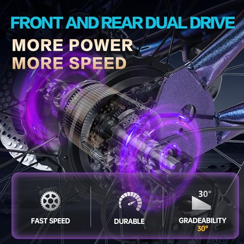 Image of DRIFT.SLIDE 31 MPH Electric Bike for Adults, 1500W Peak Power Electric Motorcycle, 24 inch Fat Tire Electric Mountain Bike, 48V 20.8 AH Battery, All Terrain Ebike for Mountains, Snow, Sand