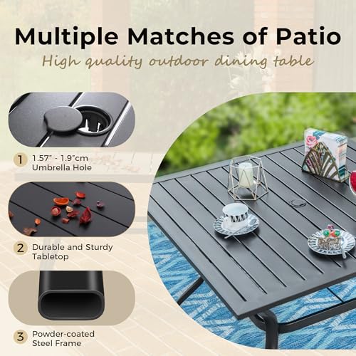 Mixpatio 5-Piece Patio Table And Chairs Set For 4, Outdoor Dining Set With Blue Chairs And 37 Inch Square Metal Umbrella Table thumb #1