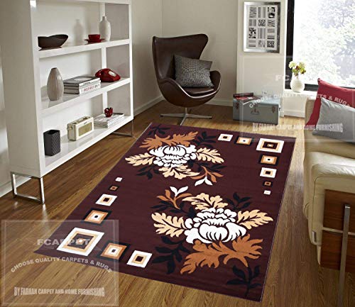 Image of Floral Carpet with Velvet Touch 8x11 Feet Brown Multi