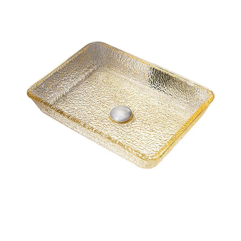 Lavabo rectangulaire en verre moulé de 12 mm jaune luxe BW22-002