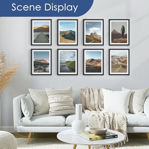 Image of PEALSN 10x13 Picture Frames Set of 6, Display Pictures 9x12 with Mat or 10x13 without Mat for Wall Mounting or Table Top, Photo Frames Collage for Wall Decor, Black.