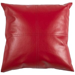 100% Lambskin Leather Pillow Cover – Sofa Cushion Case – Decorative Throw Covers for Living Room & Bedroom, (18 X 18” Pack of 2, Red)
