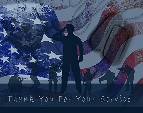Small World Greetings Blue Thank You For Your Service Cards 12 Count - Blank Inside with White Envelopes - Patriotic - Veteran's Day - Military - A2 Size (5.5" x 4.25")