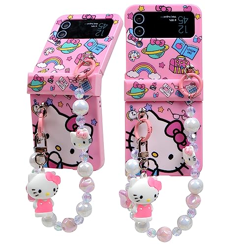 QAOMECABNH Cute Case for Z Flip 4, Beauty Cartoon Character Shockproof Ultra Slim Protective Cartoon for Kitty Bag Case Cover for Samsung Galaxy Z Flip 4 (#04)