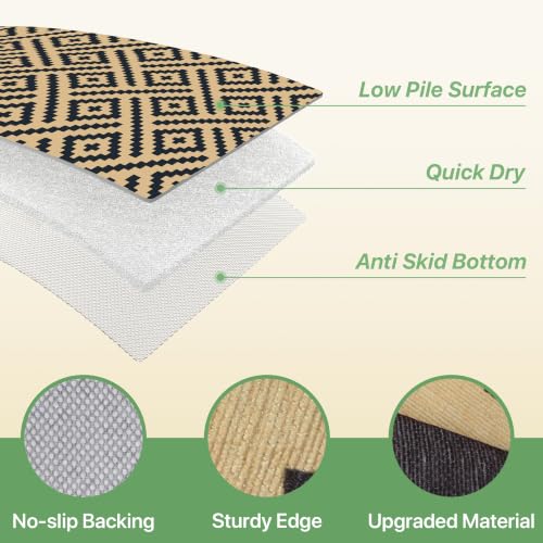 Image of GENIMO Outdoor Rug, Waterproof Plastic Rugs for Patio, 6'x9' Black Sand