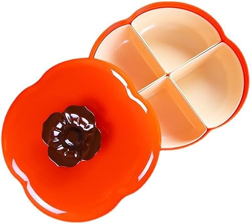 Miniatura 3 de Bandeja dividida en forma de caqui, 4 compartimentos, caja de aperitivos de gran capacidad con tapa, diseño extraíble, contenedor impermeable para